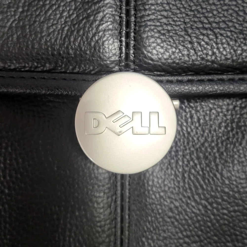 🌿Vintage Dell Stylish Mens Roomy Black Leather Computer Briefcase - Amazing!